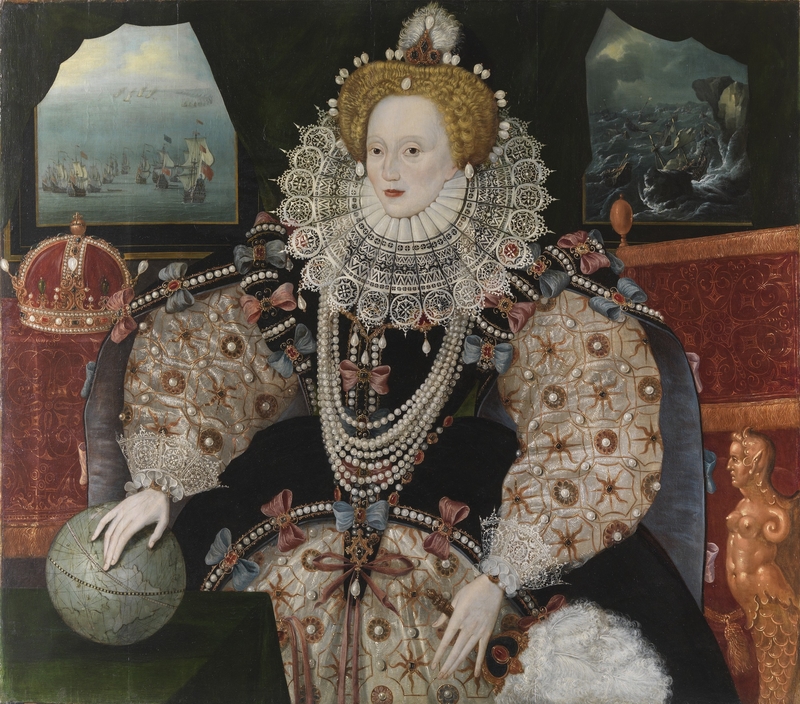 british (english) school; elizabeth i (1533 1603) (the 'armada portrait')